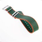 Eco-Friendly Nylon Military  Watch Strap Green - Orange - Tudor Watch Style  - 100% Eco-Friendly - Recycled Military Watch Straps- Milano Straps