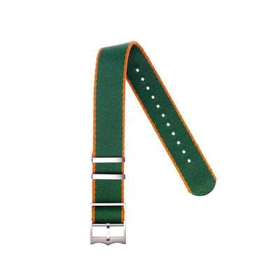 Cinturino militare single pass verde rosso 20mm in poliestere riciclato Made in Italy — Milano Straps