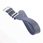 Eco-Friendly Nylon Military  Watch Strap Grey - Blue - Single Pass - Recycled Military Watch Straps- Milano Straps