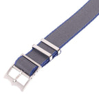 Eco-Friendly Nylon Military  Watch Strap Grey - Blue - Single Pass - Recycled Military Watch Straps- Milano Straps