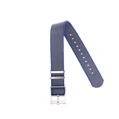 Cinturino militare single pass grigio blu in poliestere riciclato 20mm — Milano Straps