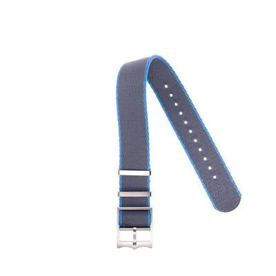 Cinturino militare single pass nylon riciclato grigio azzurro 20mm Made in Italy — Milano Straps