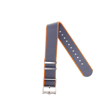 Cinturino nylon militare single pass grigio-arancio 20mm in poliestere riciclato — Milano Straps