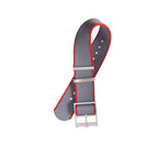 Eco-Friendly Nylon Military Watch Strap Watch Strap Grey-Red - Single Pass - Recycled Military Watch Straps- Milano Straps