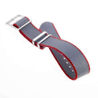 Eco-Friendly Nylon Military Watch Strap Watch Strap Grey-Red - Single Pass - Recycled Military Watch Straps- Milano Straps