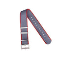Cinturino militare single pass grigio-rosso 20mm in poliestere riciclato — Milano Straps