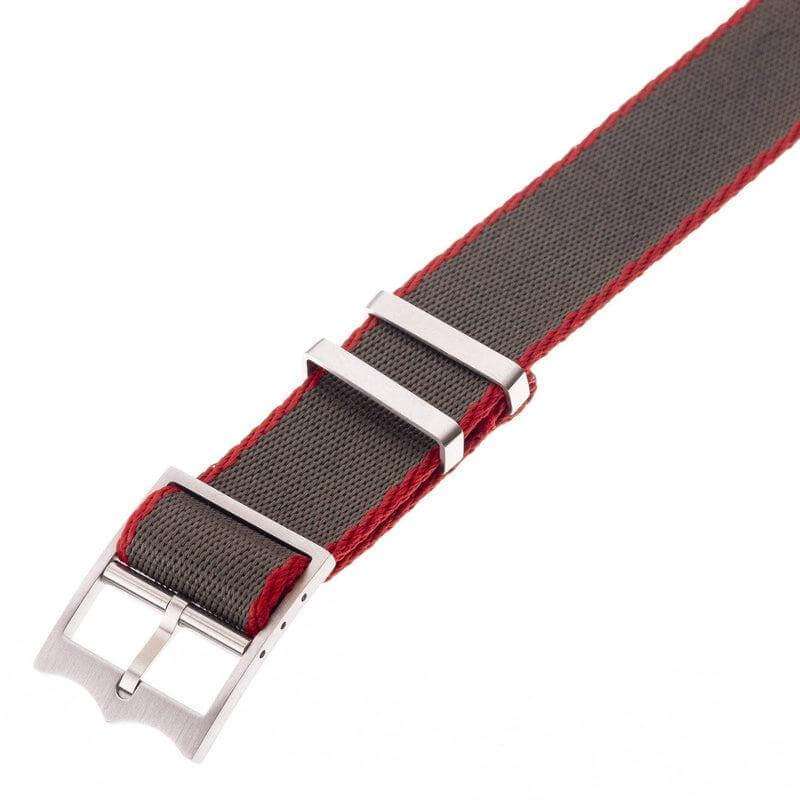 Eco-Friendly Nylon Military  Watch Strap Military Green -Red - Tudor Watch Style - Recycled Military Watch Straps- Milano Straps