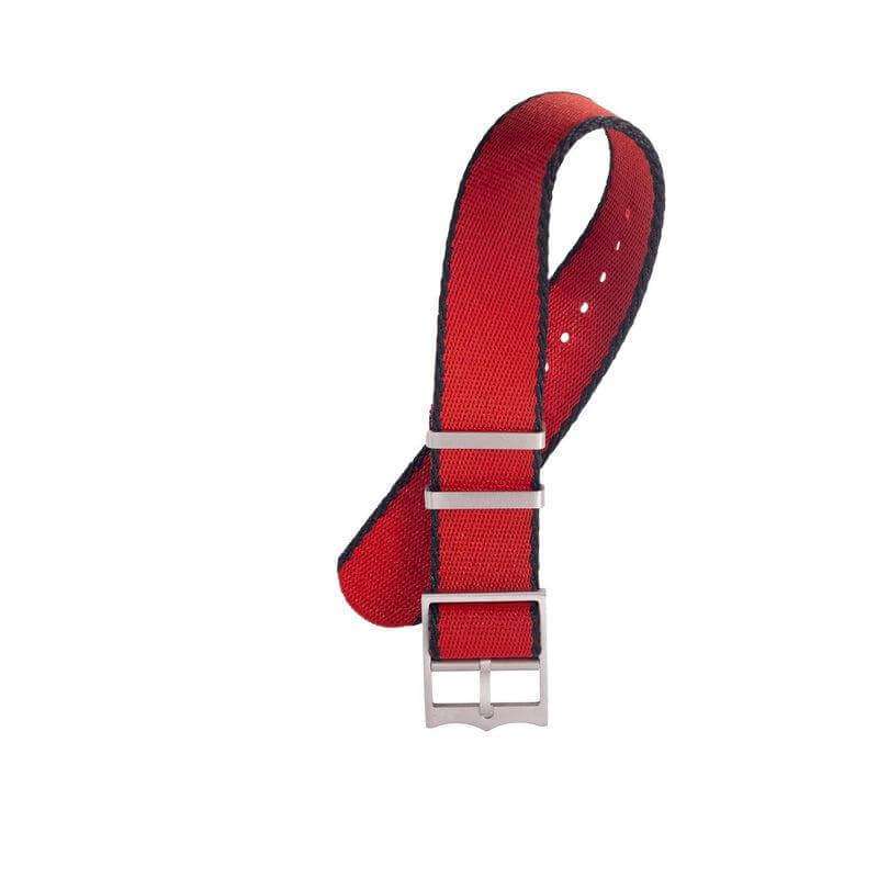 Eco-Friendly Nylon Military Watch Strap Watch Strap Red - Black- Single Pass - Recycled Military Watch Straps- Milano Straps