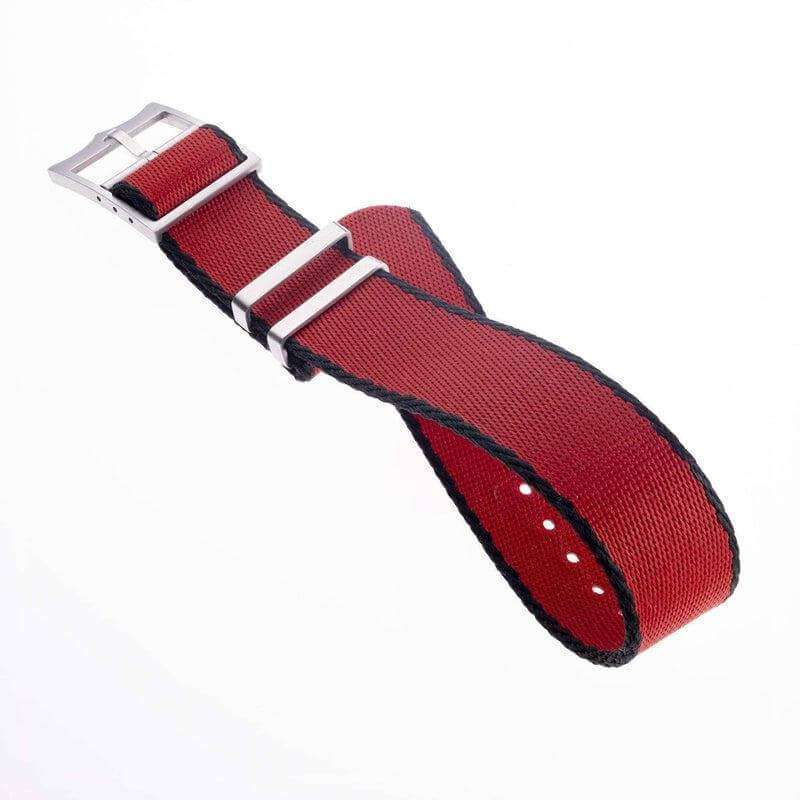 Eco-Friendly Nylon Military Watch Strap Watch Strap Red - Black- Single Pass - Recycled Military Watch Straps- Milano Straps
