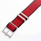 Eco-Friendly Nylon Military Watch Strap Watch Strap Red - Black- Single Pass - Recycled Military Watch Straps- Milano Straps
