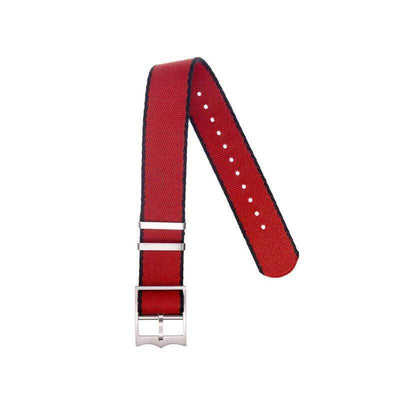 Cinturino militare single pass nylon riciclato rosso e nero 20mm — Milano Straps