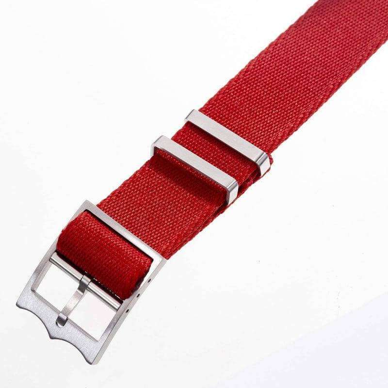 Nylon Military Watch Strap Red - Tudor Watch Style  - 100% Eco-Friendly - Recycled Military Watch Straps- Milano Straps