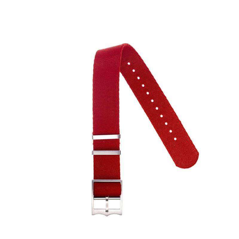 Nylon Military Watch Strap Red - Tudor Watch Style  - 100% Eco-Friendly - Recycled Military Watch Straps- Milano Straps