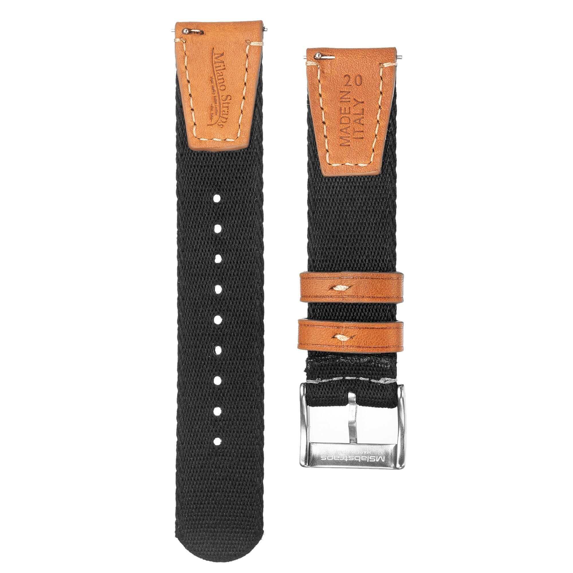 Cinturino militare NATO due pezzi nylon riciclato nero — Milano Straps