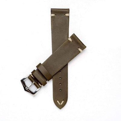 Cinturino pelle di vitello vintage verde oliva distressed — disponibile 18mm 20mm 22mm 24mm — Milano Straps