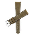 Cinturino in pelle di vitello italiano color oliva con cucitura ecru — Milano Straps