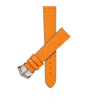 Cinturino in pelle saffiano arancio 18mm Made in Italy — Milano Straps