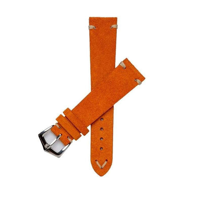 Cinturino in suede arancio vintage — disponibile dal 16mm al 24mm, Made in Italy — Milano Straps