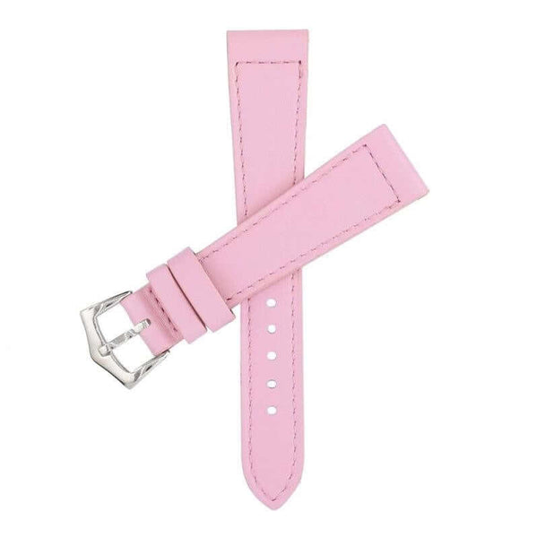 Cinturino in vitello rosa con cucitura box sur ton, disponibile 18-24mm, Made in Italy — Milano Straps