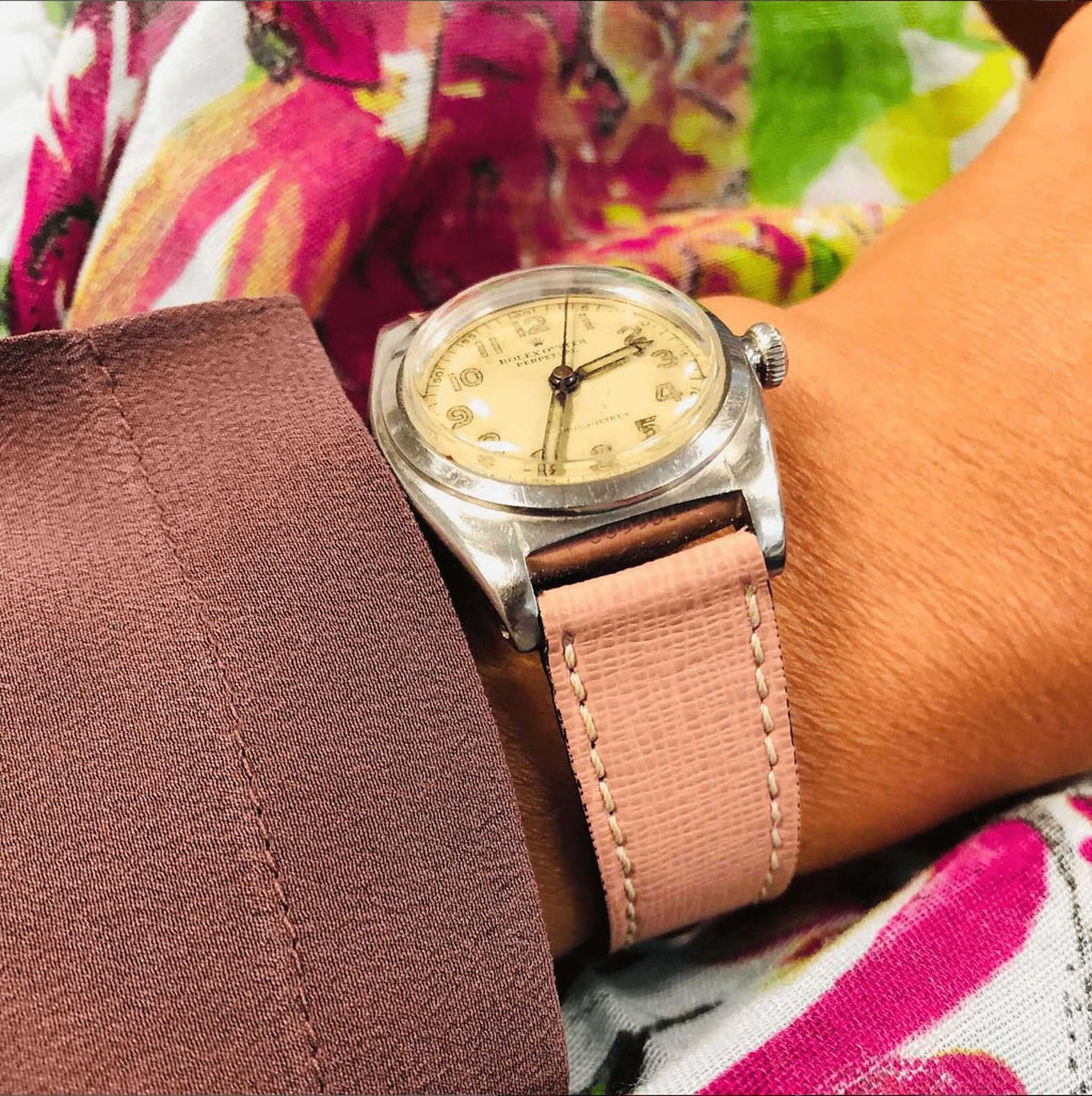 Cinturino pelle Saffiano rosa 18mm Made in Italy — Milano Straps