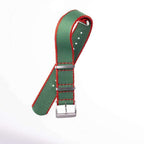 Eco-Friendly Nylon Military Strap Green Red Borders - Recycled Military Watch Straps- Milano Straps
