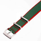 Eco-Friendly Nylon Military Strap Green Red Borders - Recycled Military Watch Straps- Milano Straps