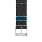 Eco-Friendly Nylon Military Watch Strap -  Black Blue Stitches - Recycled Military Watch Straps- Milano Straps