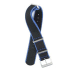 Eco-Friendly Nylon Military Watch Strap -  Black Light Blue Borders - Recycled Military Watch Straps- Milano Straps