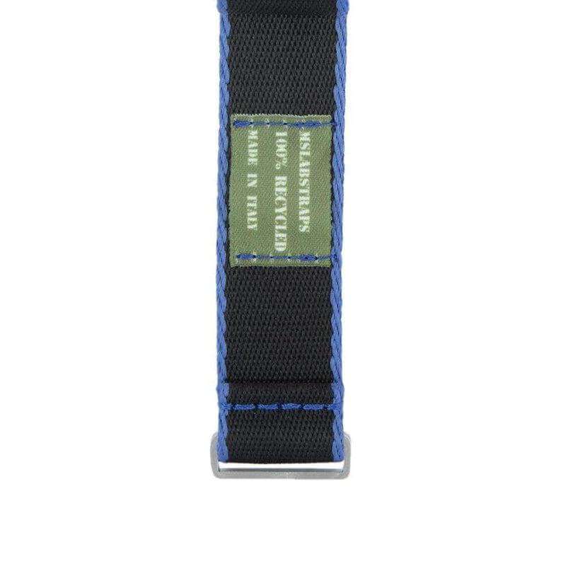 Eco-Friendly Nylon Military Watch Strap -  Black Light Blue Borders - Recycled Military Watch Straps- Milano Straps