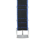 Eco-Friendly Nylon Military Watch Strap -  Black Light Blue Borders - Recycled Military Watch Straps- Milano Straps