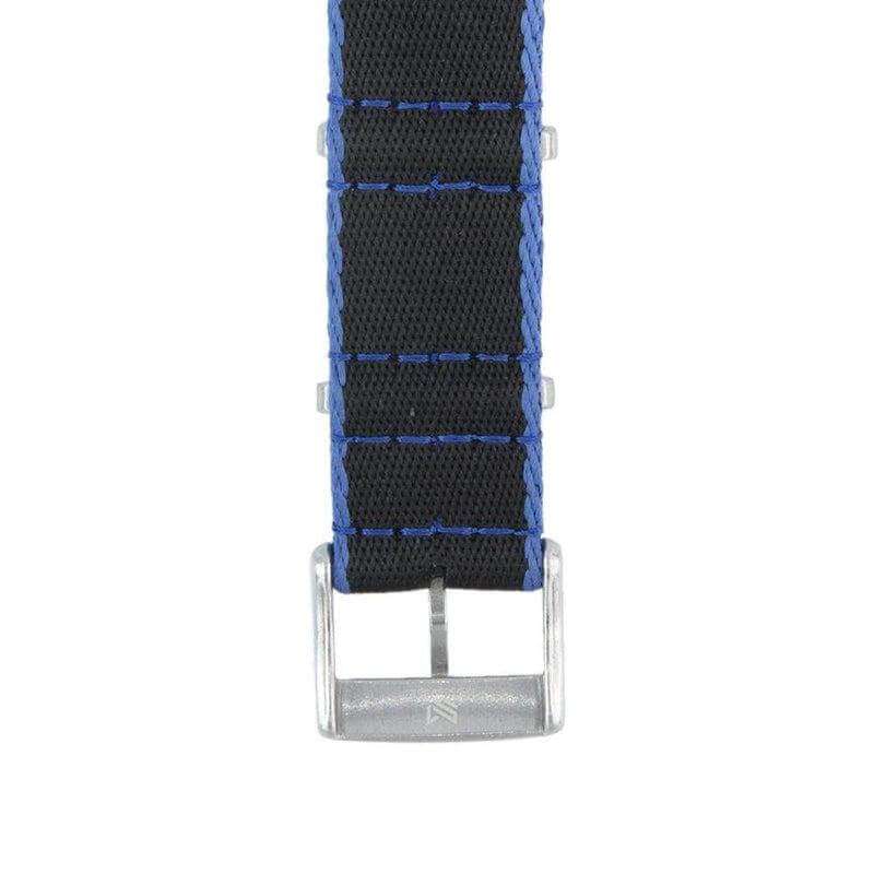Eco-Friendly Nylon Military Watch Strap -  Black Light Blue Borders - Recycled Military Watch Straps- Milano Straps
