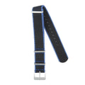 Cinturino militare nylon riciclato nero con bordi azzurri 20-22mm Made in Italy — Milano Straps