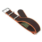 Eco-Friendly Nylon Military Watch Strap -  Black Orange Borders - Recycled Military Watch Straps- Milano Straps