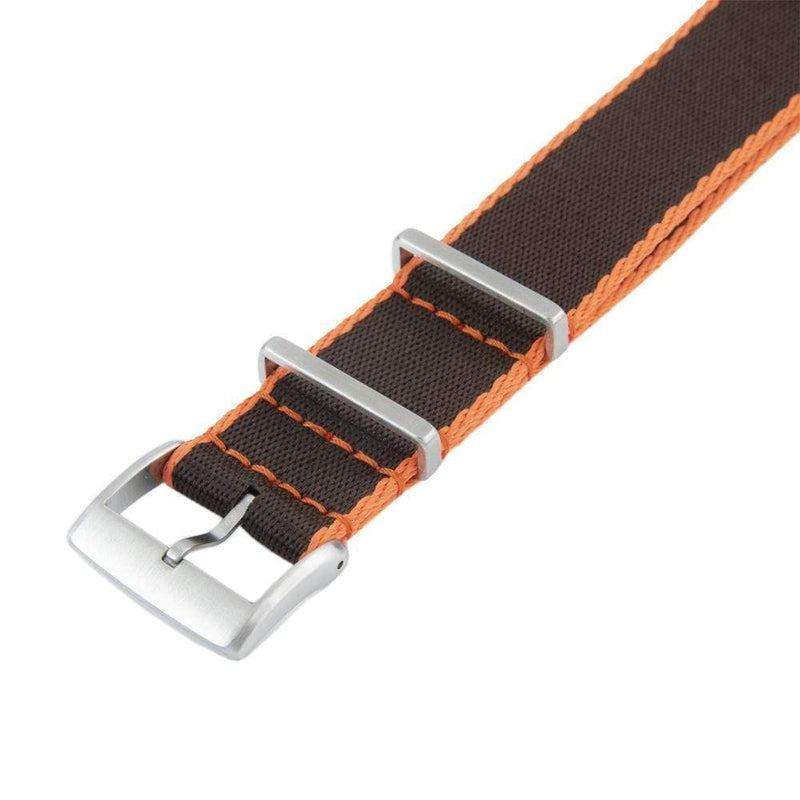Eco-Friendly Nylon Military Watch Strap -  Black Orange Borders - Recycled Military Watch Straps- Milano Straps