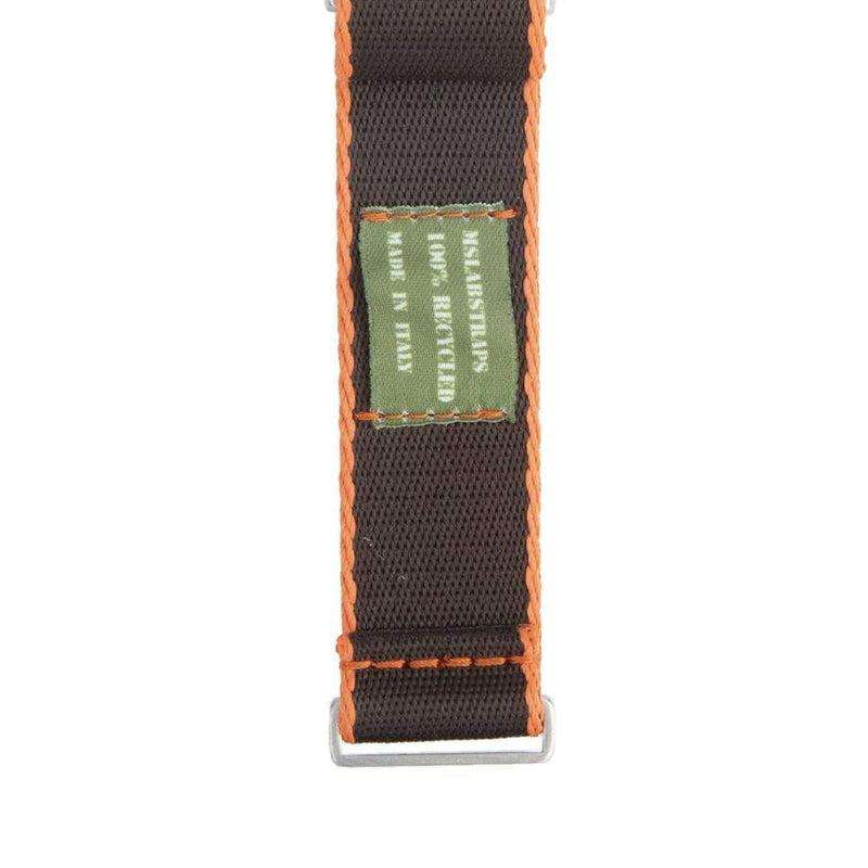 Eco-Friendly Nylon Military Watch Strap -  Black Orange Borders - Recycled Military Watch Straps- Milano Straps