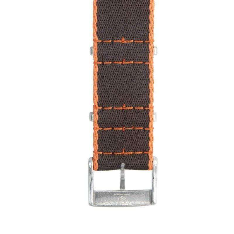 Eco-Friendly Nylon Military Watch Strap -  Black Orange Borders - Recycled Military Watch Straps- Milano Straps