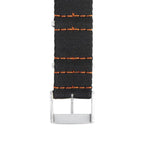 Eco-Friendly  Nylon Military  Watch Strap -  Black Orange Stitches - Recycled Military Watch Straps- Milano Straps