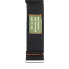 Eco-Friendly  Nylon Military  Watch Strap -  Black Orange Stitches - Recycled Military Watch Straps- Milano Straps