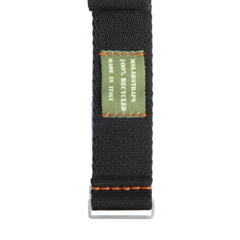 Eco-Friendly  Nylon Military  Watch Strap -  Black Orange Stitches - Recycled Military Watch Straps- Milano Straps