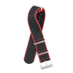 Eco-Friendly  Nylon Military  Watch Strap -  Black Red Borders - Recycled Military Watch Straps- Milano Straps