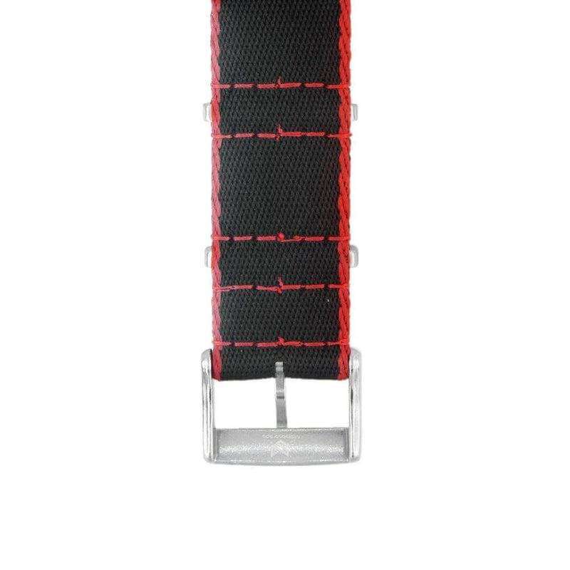Eco-Friendly  Nylon Military  Watch Strap -  Black Red Borders - Recycled Military Watch Straps- Milano Straps