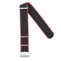 Cinturino militare nylon riciclato nero bordi rossi 20mm-22mm Made in Italy — Milano Straps