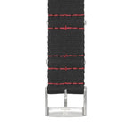 Eco-Friendly  Nylon Military  Watch Strap -  Black Red Stitches - Recycled Military Watch Straps- Milano Straps