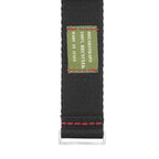 Eco-Friendly  Nylon Military  Watch Strap -  Black Red Stitches - Recycled Military Watch Straps- Milano Straps
