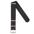 Cinturino nylon militare nero cuciture rosse 20-22mm in poliestere riciclato Made in Italy — Milano Straps