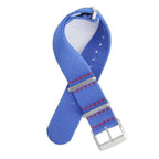 Eco-Friendly  Nylon Military  Watch Strap -  Blue light Red Stitches - Recycled Military Watch Straps- Milano Straps
