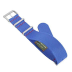 Eco-Friendly  Nylon Military  Watch Strap -  Blue light Red Stitches - Recycled Military Watch Straps- Milano Straps