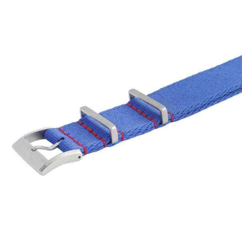 Eco-Friendly  Nylon Military  Watch Strap -  Blue light Red Stitches - Recycled Military Watch Straps- Milano Straps
