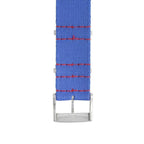 Eco-Friendly  Nylon Military  Watch Strap -  Blue light Red Stitches - Recycled Military Watch Straps- Milano Straps