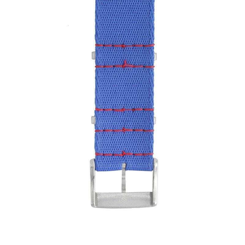 Eco-Friendly  Nylon Military  Watch Strap -  Blue light Red Stitches - Recycled Military Watch Straps- Milano Straps